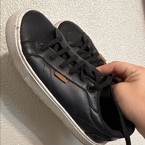 Black Leather Women's Sneakers